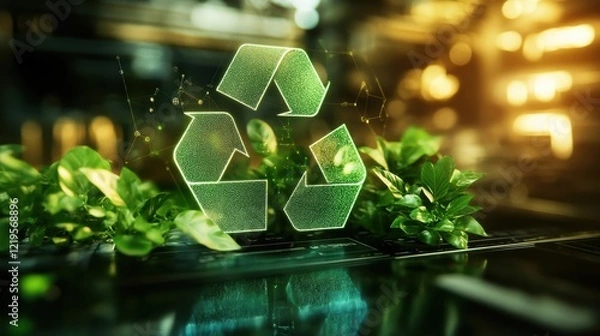 Fototapeta A closeup of an analytical report featuring green symbols and highlights that emphasize sustainable procurement strategies with visuals illustrating the lifecycle of ecoconscious products.