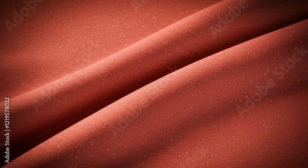 Fototapeta Close up Texture of Red Fabric Soft Draped Material Elegant Textile Background