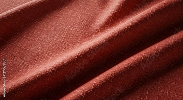 Fototapeta Textured Red Fabric Drape Close up Detailed Linen like Material Rustic Texture Background