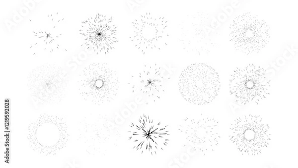 Obraz Fireworks Vector Flat Set, Design Elements Isolated