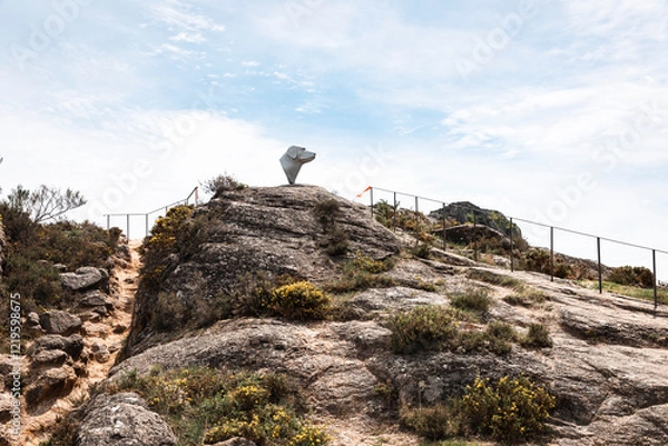 Fototapeta sculpture of the Portuguese cattle dog in Castro Laboreiro, municipality of Melgaço, district of Viana do Castelo, Portugal