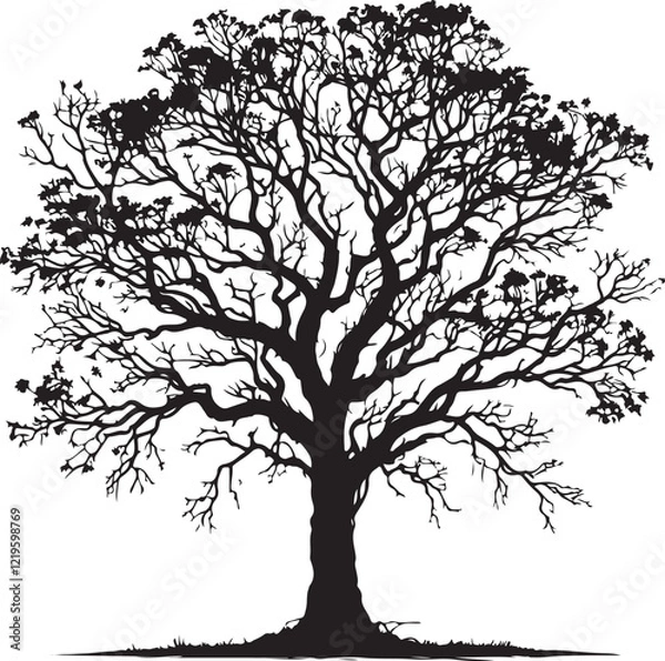 Fototapeta Tree icon silhouette vector with white background
