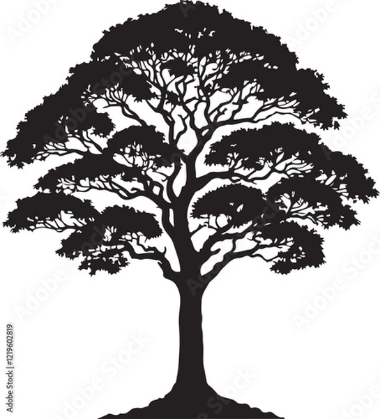 Fototapeta Tree icon silhouette vector with white background

