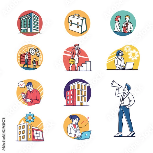 Obraz Business vector icon sets, business people big thin line Icon set , Human Resources  Icons - Editable Stroke