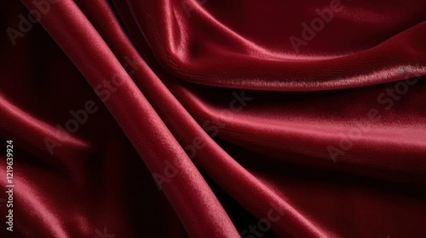 Fototapeta Luxurious Red Velvet Fabric with Elegant Folds and Smooth Texture - High-Quality Textile Background for Fashion and Interior Design