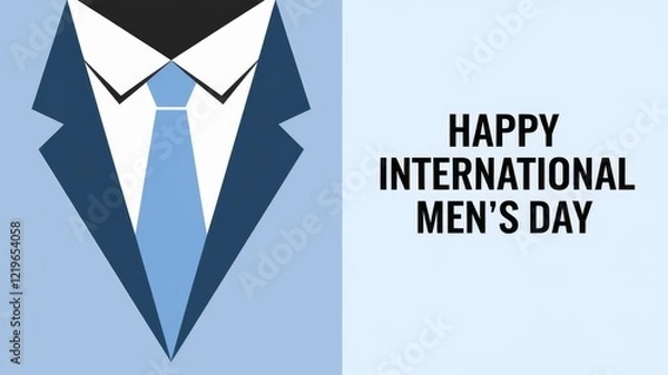 Fototapeta A blue suit with a tie  a simple graphic for International Mens Day.