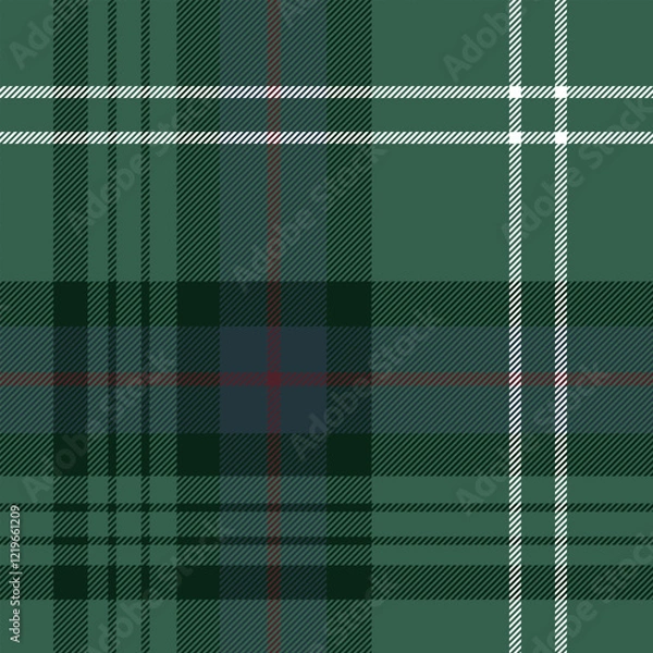 Fototapeta Classic green tartan pattern featuring a timeless checkered design, with white, dark green and subtle red accents.