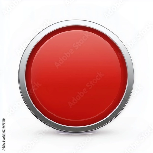 Fototapeta red button on a white background, top view