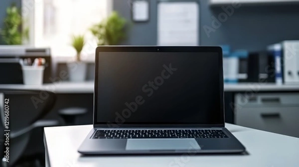 Obraz Laptop on desk in modern office