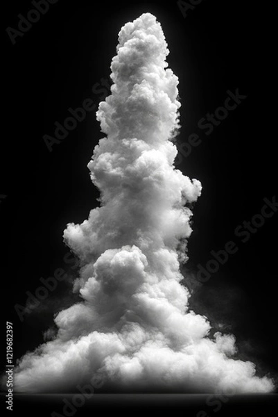 Fototapeta A monochrome image of a cloud with detailed texture and shading