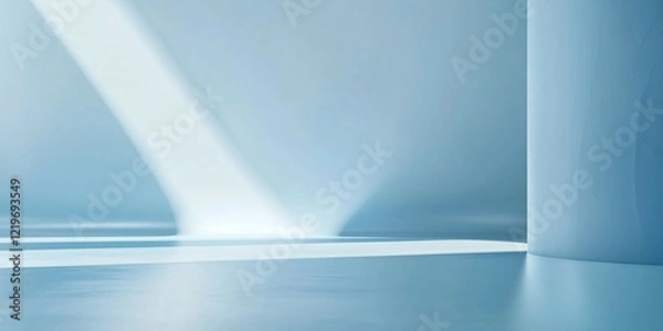 Fototapeta A minimalist blue background featuring soft beams of light and smooth textures