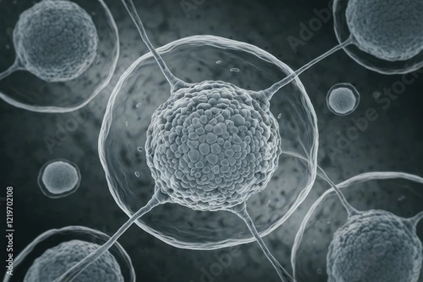 Obraz Microscopic Cellular Structures: A Detailed View of Interconnected Cells