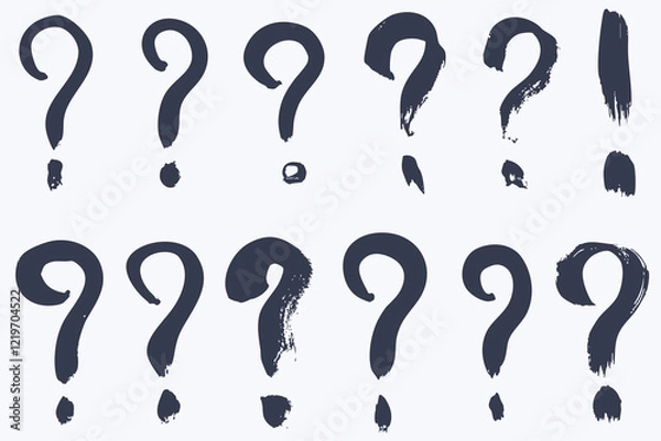 Obraz Brush strokes, hand drawn vector question marks.
