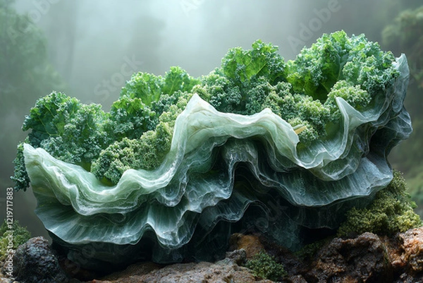 Obraz Kale resembling a translucent jade formation