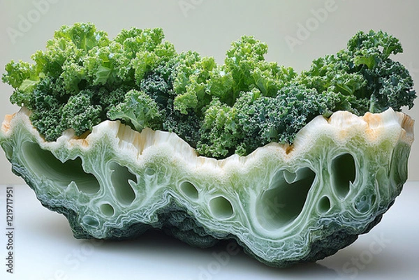 Obraz Kale nestled in a sculpted green and white vegetable form
