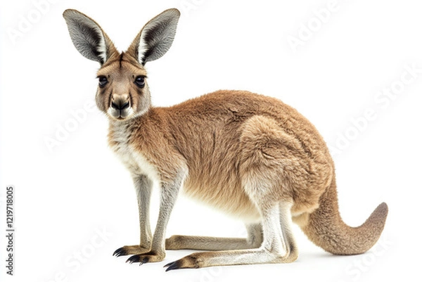 Obraz Red Kangaroo Posing Against A White Background