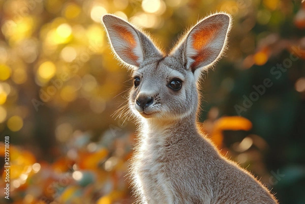 Obraz Young Kangaroo Portrait Golden Hour Sunlight