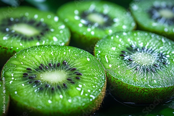 Obraz Juicy Slices Of Fresh Green Kiwi Fruit