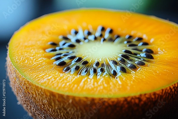 Obraz Golden Kiwi Slice Close Up Detailed View