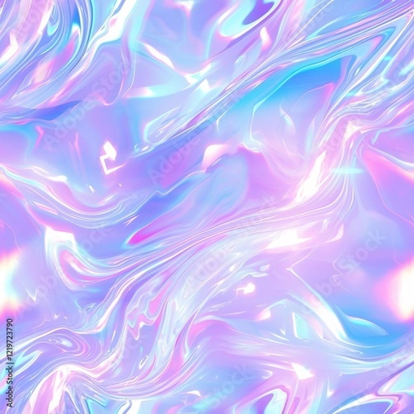 Fototapeta Grainy Iridescent Holographic Gradient Background with Glossy Lilac and Psychedelic Colors, Featuring Seamless Fluid Design and Modern Reflective Aesthetic for Artistic and Futuristic Projects