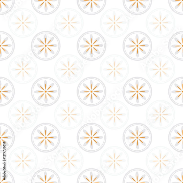 Fototapeta seamless repeat pattern with simple grey and retro gray circle motifs on white background perfect for fabric, scrap booking, wallpaper, gift wrap projects