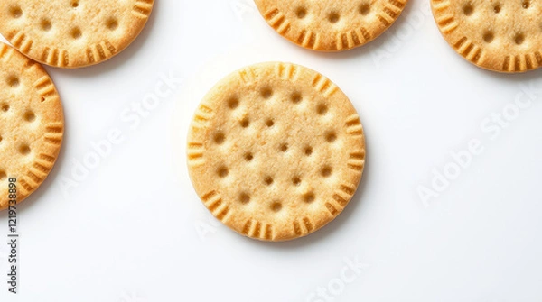 Fototapeta Round crackers on white background