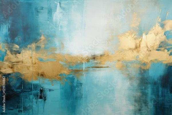 Fototapeta Abstract art gold blue teal illustration