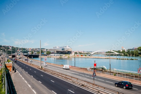 Obraz Les bords du Rhône vers la confluence du côté de la Mulatière à Lyon