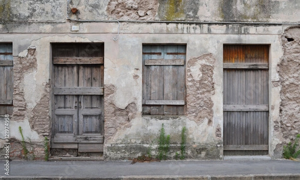 Fototapeta old door and window
