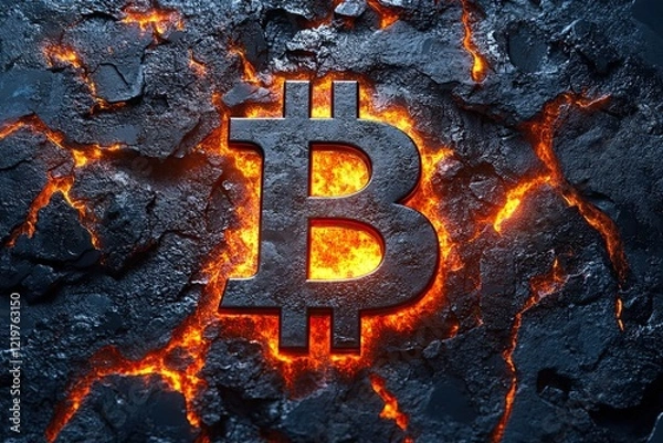 Fototapeta Vibrant Bitcoin symbol on dynamic backdrop with intricate details and futuristic colors