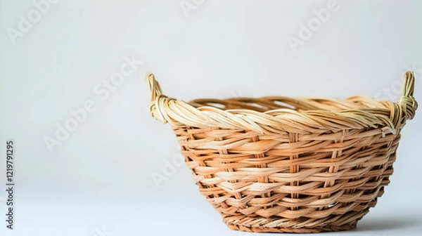 Fototapeta Empty wicker basket on white background, studio shot