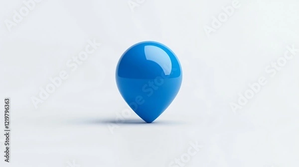 Fototapeta Wide Angle Blue 3D Location Pin Icon Centered Composition