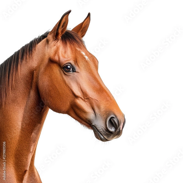 Obraz Close-up of a beautiful brown horse's face. transparent background