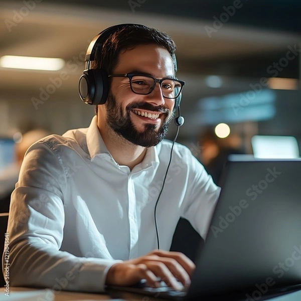 Fototapeta Professional Technical Support and Customer Service in Business Technology