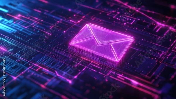 Obraz Neon Email Digital Communication Network