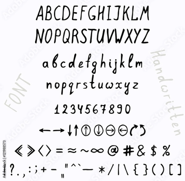 Fototapeta Handwriting font character set