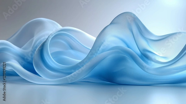 Fototapeta An abstract image with flowing blue and white waves creating a soft, elegant design.