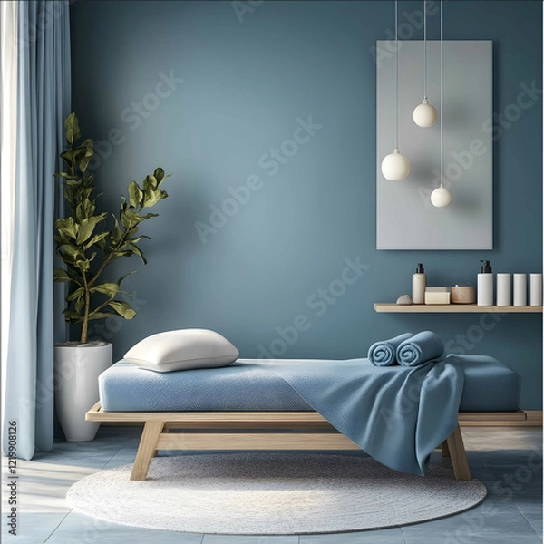 Fototapeta make a banner mock up for a spa centre in blue colors