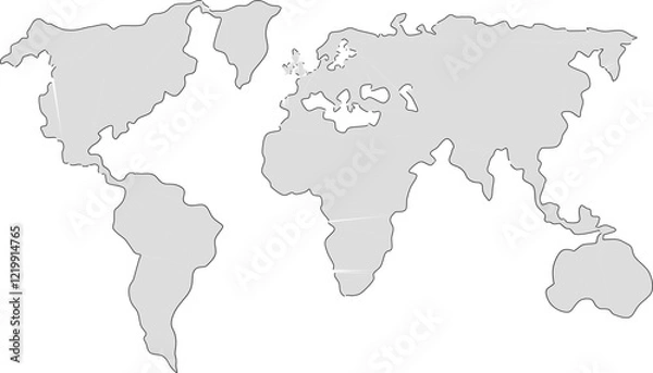 Fototapeta Vector sketch illustration silhouette simple plain world map design