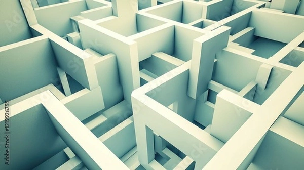 Fototapeta Abstract 3D maze structure, complex design, digital background, for problem-solving concept