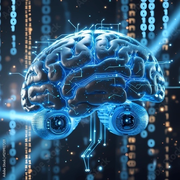 Obraz Futuristic AI Brain with Digital Neural Network