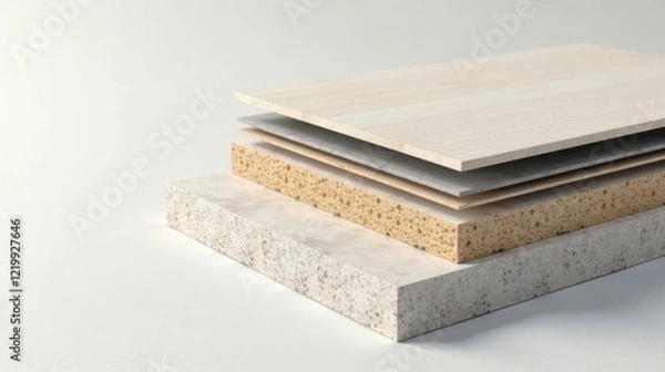 Fototapeta Layered Composite Material  A Detailed Cross-Section Revealing Internal Structure and Diverse Components