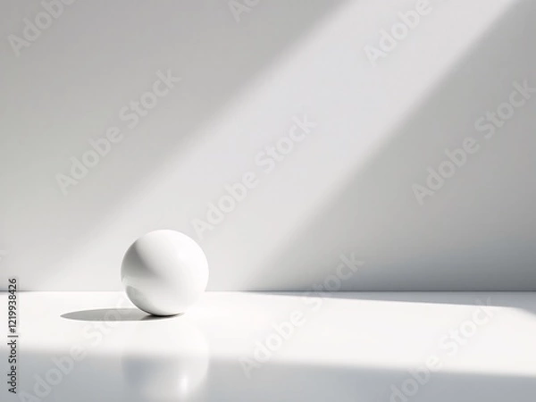 Fototapeta Minimalist white sphere with subtle shadows, clean, serene, and elegant composition.