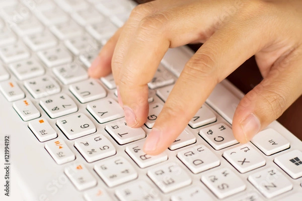 Obraz Writer on computer with keyboard.