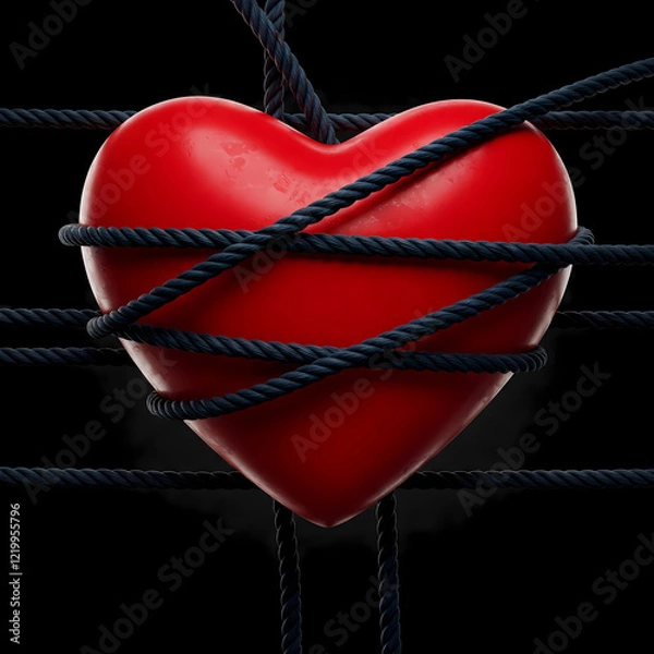 Obraz red heart with rope