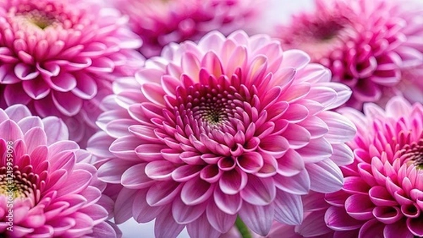 Obraz Macro Pink Flowers on White, Delicate Blossom Closeup, Floral Background