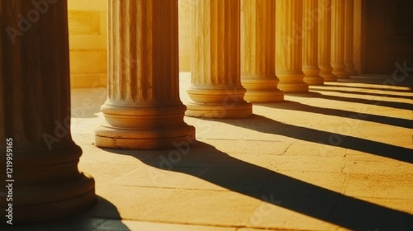 Obraz Supreme Court building exterior at sunset, symbolizing justice, law, and the enduring principles of democracy under the warm glow of twilight.