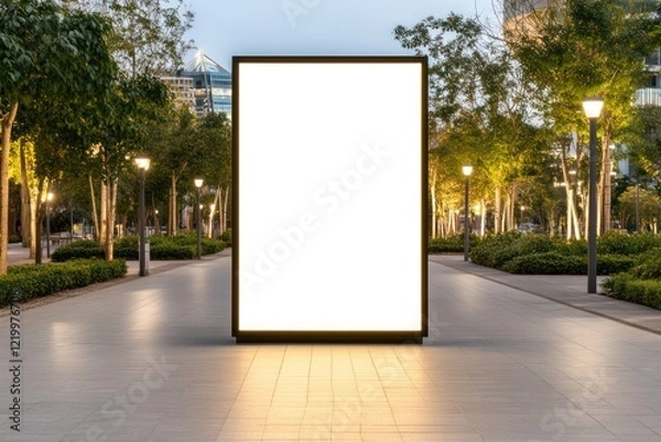 Fototapeta Interactive Neon Signboard for Modern Public Areas - Smart Touchscreen Advertising Display Mockup Template