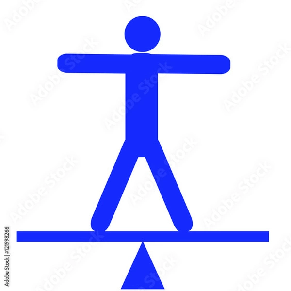 Obraz バランスを取る人のイラスト　青