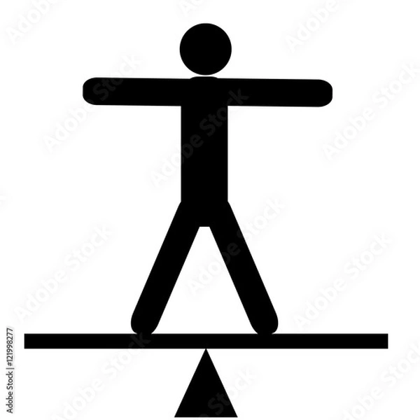 Obraz バランスを取る人のイラスト　黒